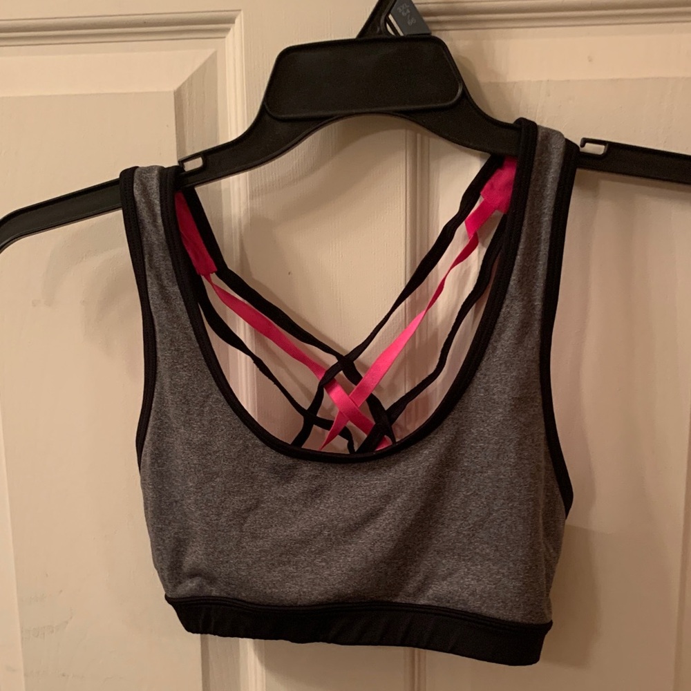 Gray and Pink Women's Sports Bra